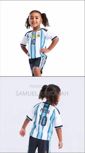 Kids Argentina Messi 10 Football Kit (Jersey + Shorts Set)