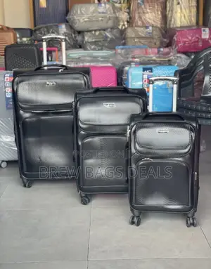Premium Quality Ak Black Leather 3set Traveling Bag.
