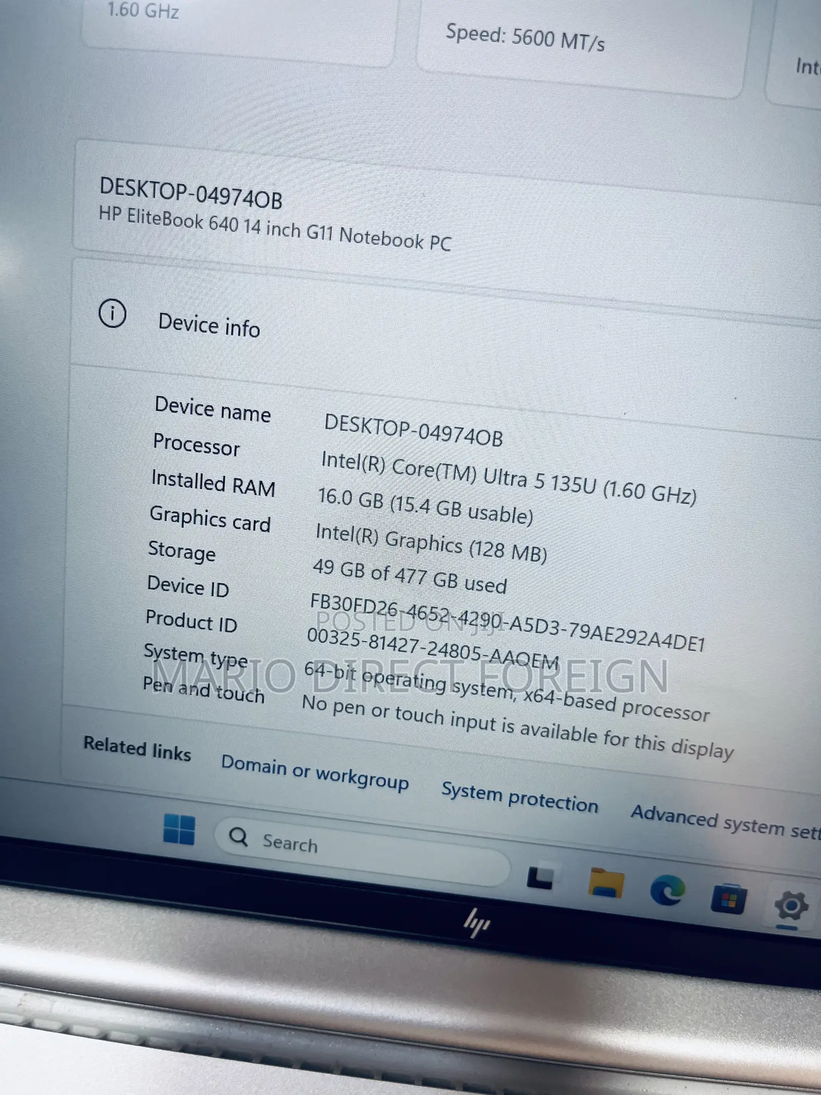 New Laptop HP EliteBook 640 G11 16GB Intel Core Ultra 5 SSD 512GB