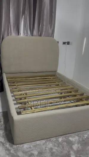 Wooden Bed Frame for Sale ,Made With Boucle Fabric