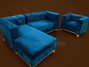 Stunning L-Shaped Velvet Sofa Set.