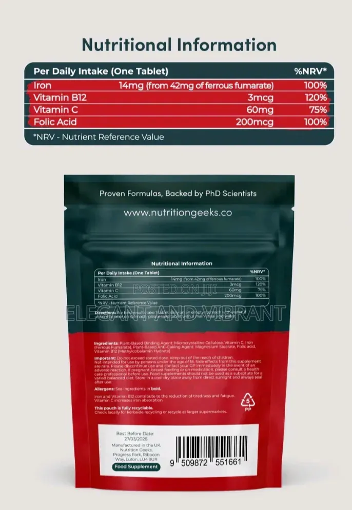 Iron Tablets 14mg for Energy, Immunity Fatigue |120 Iron Supplements