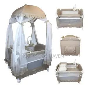 4 in 1 Baby Foldable Cot 0 to 3yrs & Mosquitoe Net (Colour Off White)