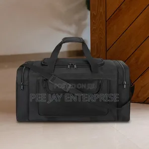 Black Large-Capacity Multi-Pocket Travel Duffle Bag