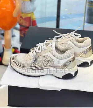 Original Chanel White Mesh Metallic Gold