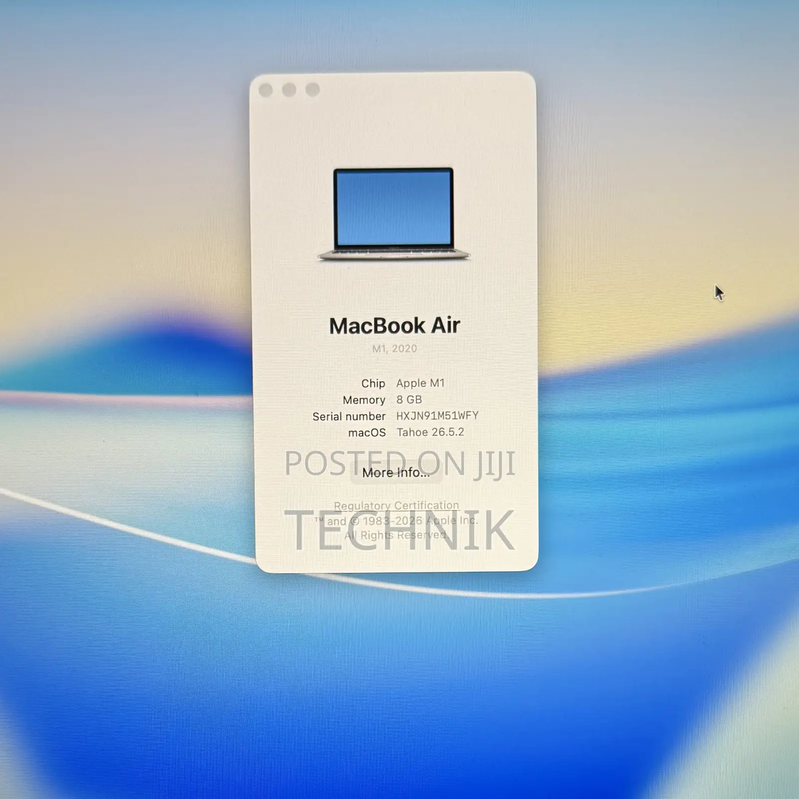 Laptop Apple MacBook Air 2020 M1 8GB Apple M1 SSD 256GB
