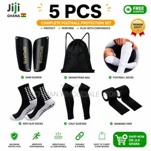 5pcs Anti-Slip Football Sock Guards Kit for Adults - Black