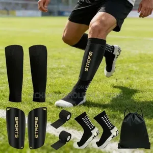 5pcs Anti-Slip Football Sock Guards Kit for Adults - Black