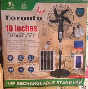 16" Rechargeable Stand Fan With Solar Panel