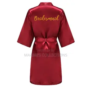 Luxury Women’s Satin Robe Nightwear Set – Soft Silk Feel (Wine )