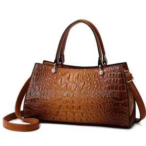 Genuine Leather Handbag With Crocodile Pattern