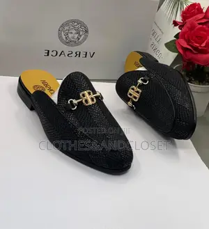 Brand New Versace Men’s Designer Half Shoe Mules-Black