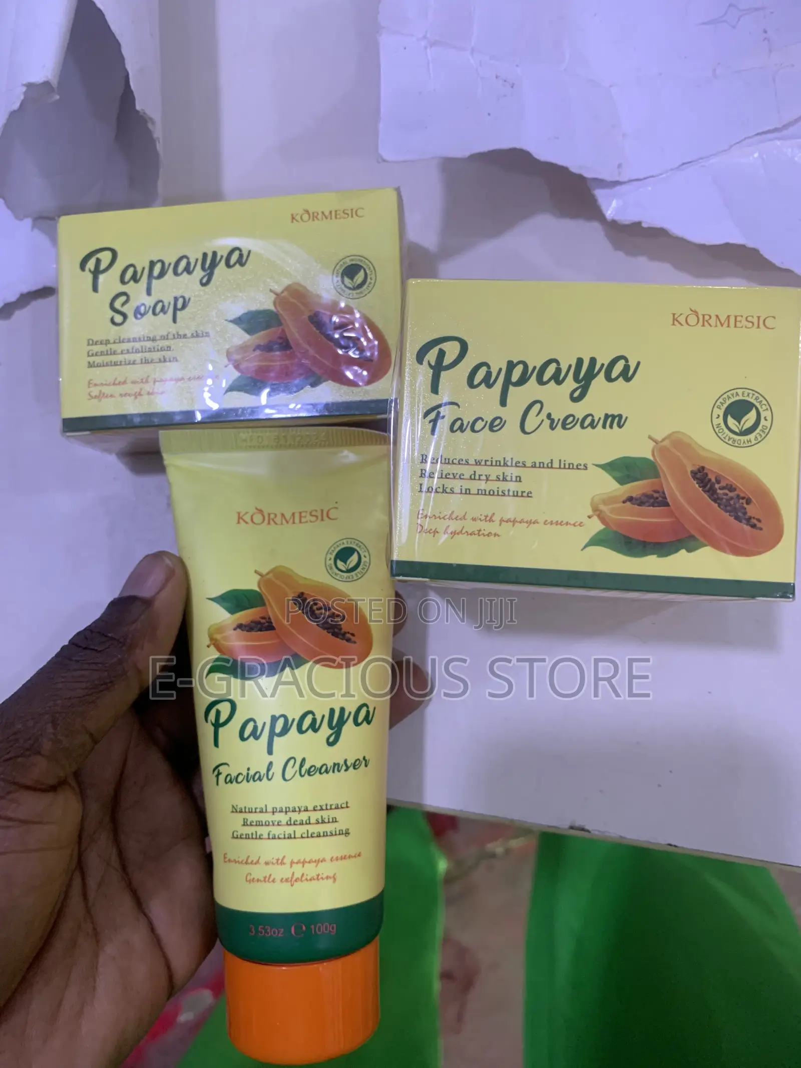 Kormesic Papaya Skincare Set – Soap, Facial Cleanser Face Cream