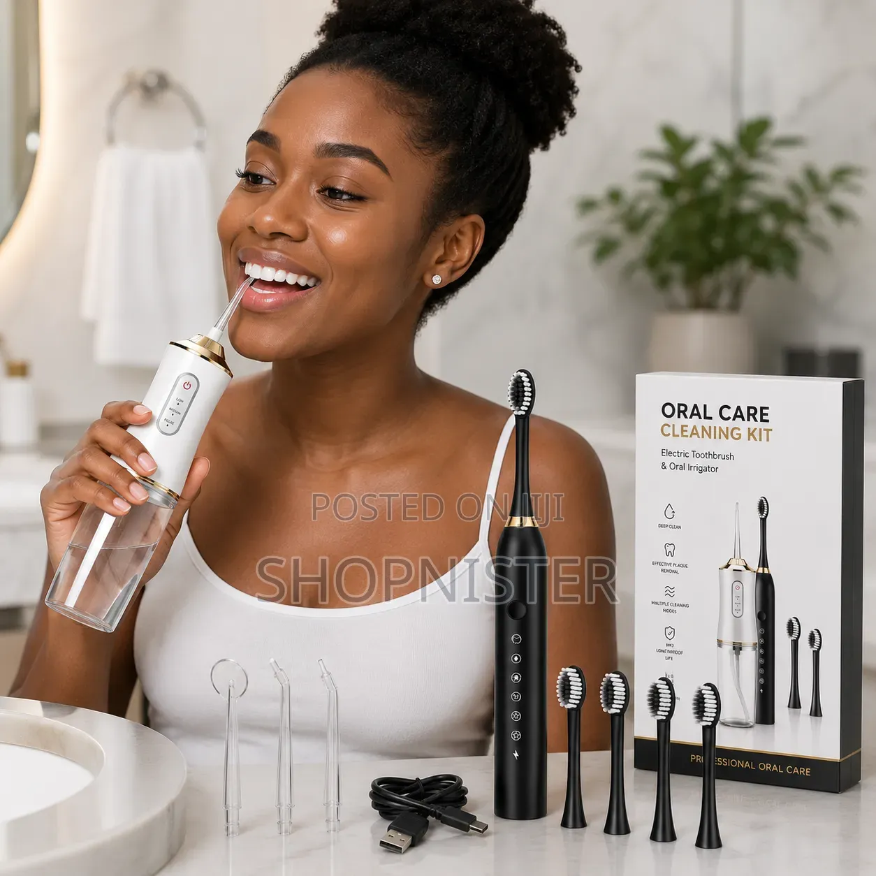 2-in-1 Rechargeable Electric Toothbrush Water Flosser Oral Care Kit