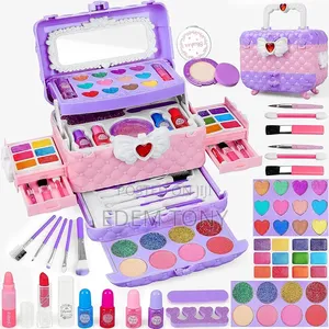 Purple Pink Pretend Play Makeup Vanity Set; Brushes Accessories