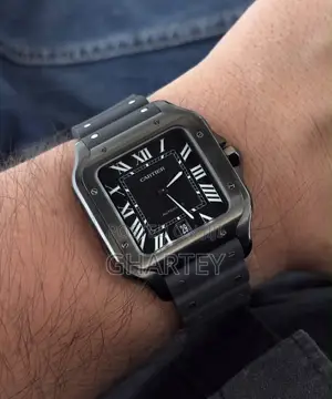 Cartier Santos Automatic – Luxury Black Silicone Strap Watch