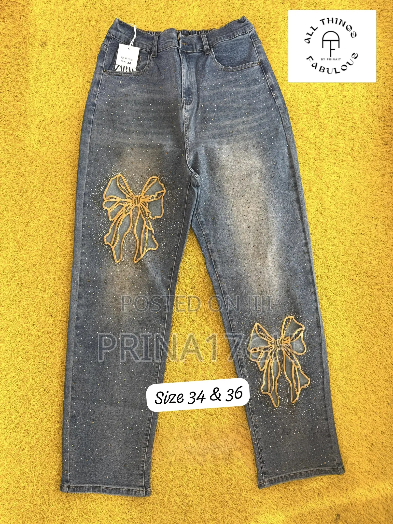 Zara Embellished Denim Jeans