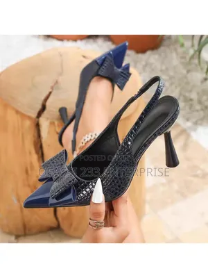 Patent Leather High Heels With Open Back and Patent Leather Trim