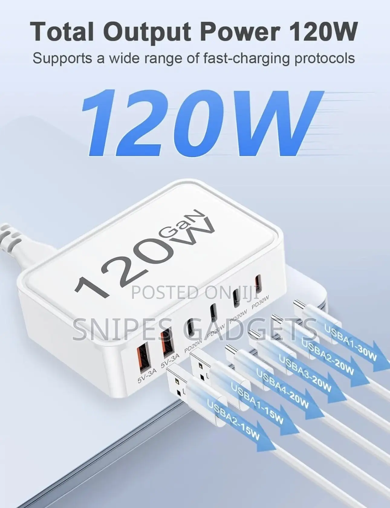 120W GaN 6 Port Charging Station