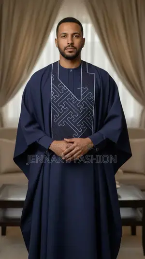 Quality Men’s Navy Blue 3 Pieces Agbada