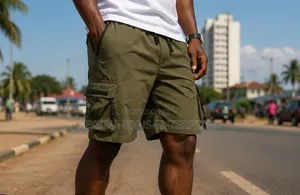 Navy Green Cargo Shorts