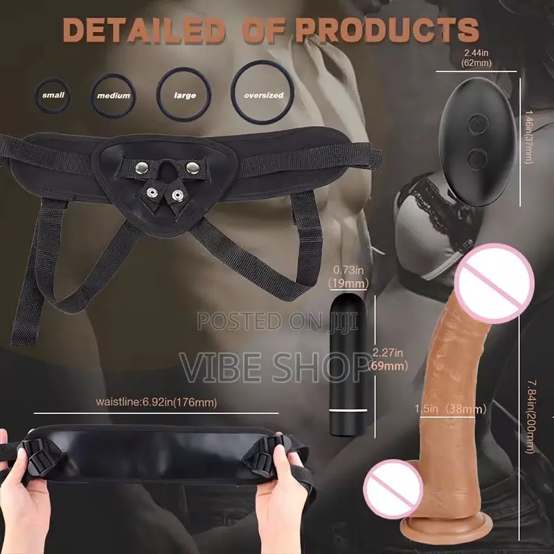 Premium Strap-on Dildo – Built-in 9-Frequency Vibrator | Complete Set