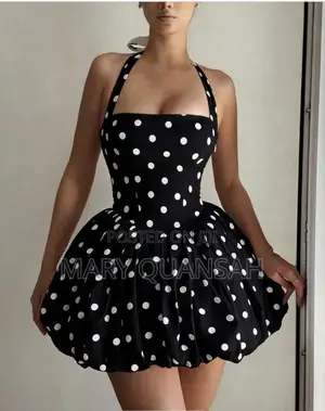 Black / White Polka Dot Bubble Mini Dress