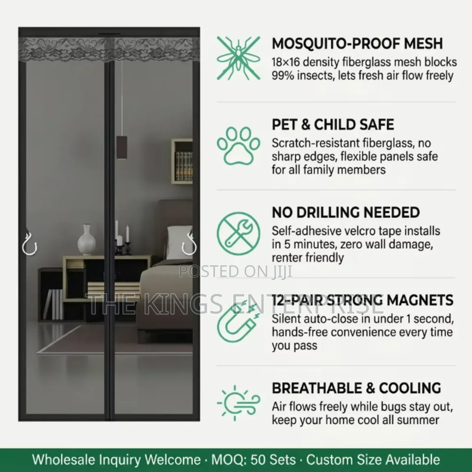 Durable Fibreglass Door Magnetic Mosquitoe_Insect Net-Curtain