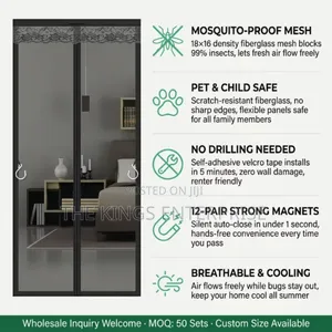 Durable Fibreglass Door Magnetic Mosquitoe_Insect Net-Curtain