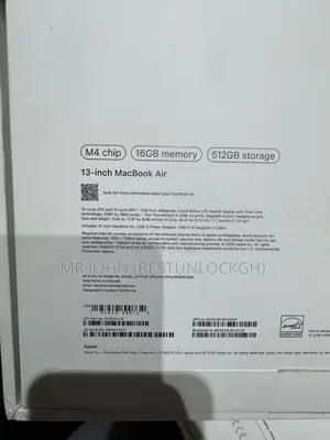 New Laptop Apple MacBook Air 2025 M4 16GB Apple M4 SSD 512GB