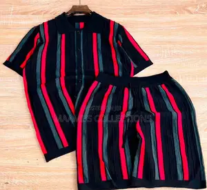 Luxury Men’s Knitted Polo Top Down Shorts Set –2-Piece Summer Outfit