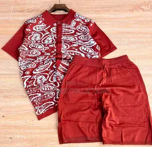 Luxury Men’s Knitted Polo Top Down Shorts Set –2-Piece Summer Outfit
