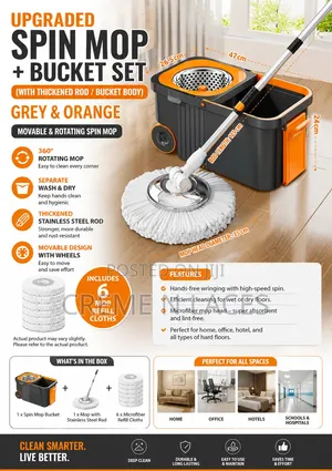 6 Heads 360 Spin Mop and Bucket