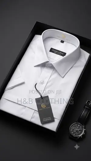 White Short Sleeve Shirt and Black (Long)
