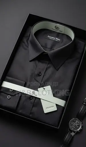 White Short Sleeve Shirt and Black (Long)