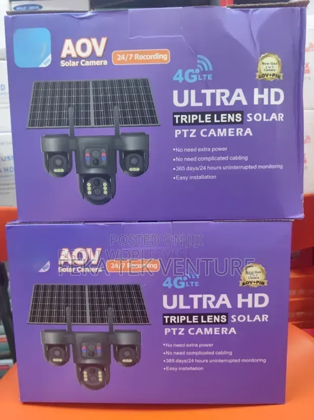 Aov Triple Lens Solar 4G Sim CCTV Camera