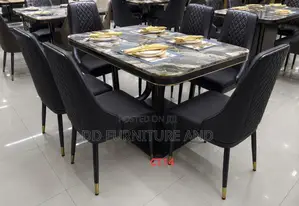 6 Seater Black Marble Dining Table