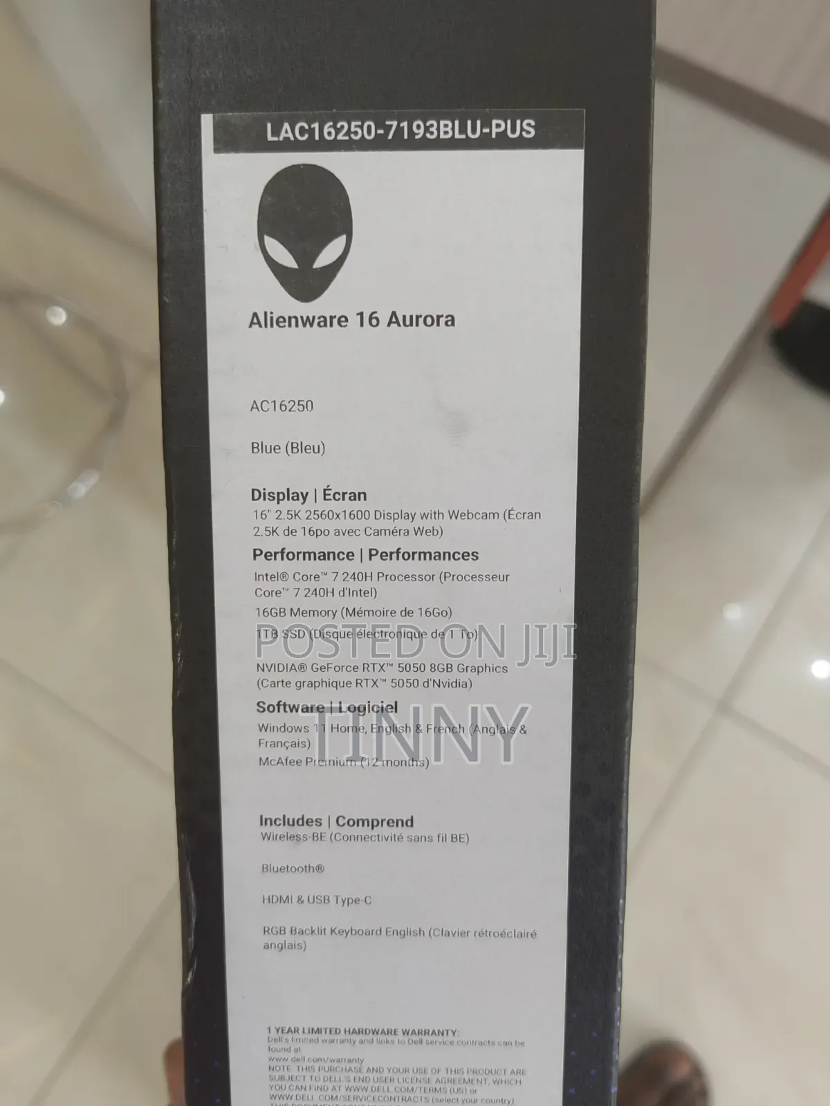 New Laptop Alienware 16 Aurora 16GB Intel Core 7 SSD 1T