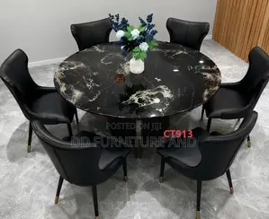 6 Seater Round Black Table