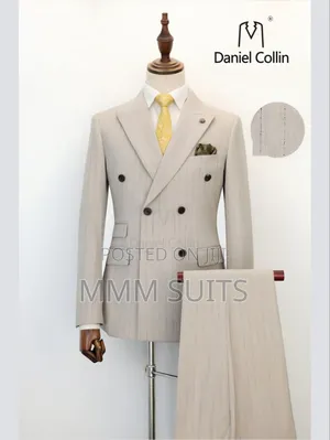 Classic Turkish 2-Piece Double-Breasted Men's Suit in Tan Brown Button