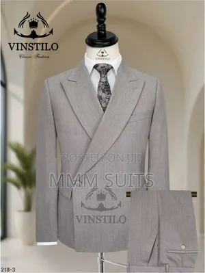 Beautiful Turkish 2-Piece Double-Breasted Men's in Light Gray