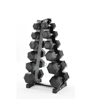 5kg-25kg Hex Dumbbell Set 6 Tier Rack