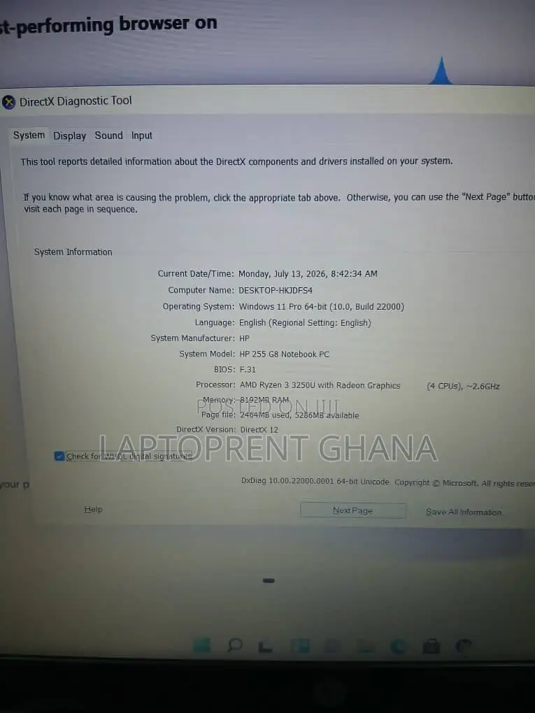 Laptop HP 8GB AMD Ryzen 3 SSD 128GB