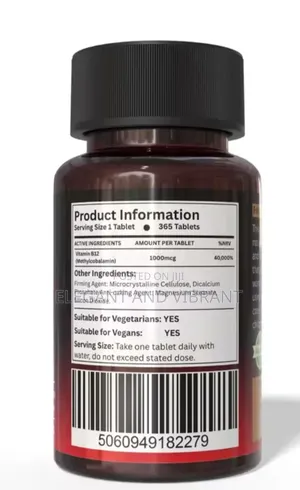 Vitamin B12 From Red Lebel UK. 365 Tablets for a Whole Year Support
