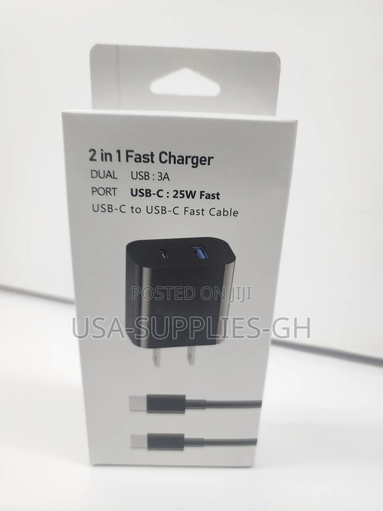 Premium Quality 25w Fast Phone Charger With Cable(USB-C USB-A)From Usa