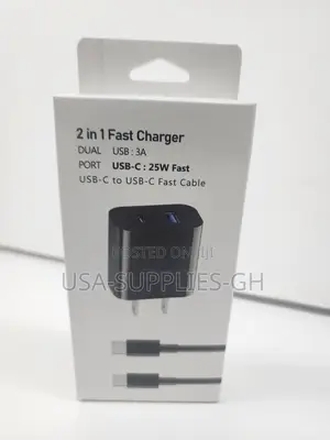 Premium Quality 25w Fast Phone Charger With Cable(USB-C USB-A)From Usa