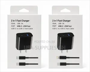Premium Quality 25w Fast Phone Charger With Cable(USB-C USB-A)From Usa