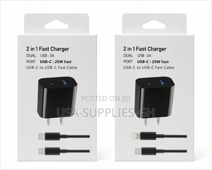 Premium Quality 25w Fast Phone Charger With Cable(USB-C USB-A)From Usa