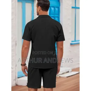 Men’s Cotton Shirt Shorts Set – Casual 2-Piece Outfit