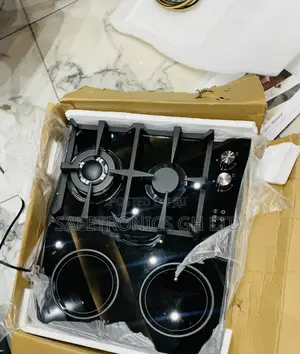 Zealous Kenwood Black Glass 2 Gas Burners and 2 Electric Hot Plates